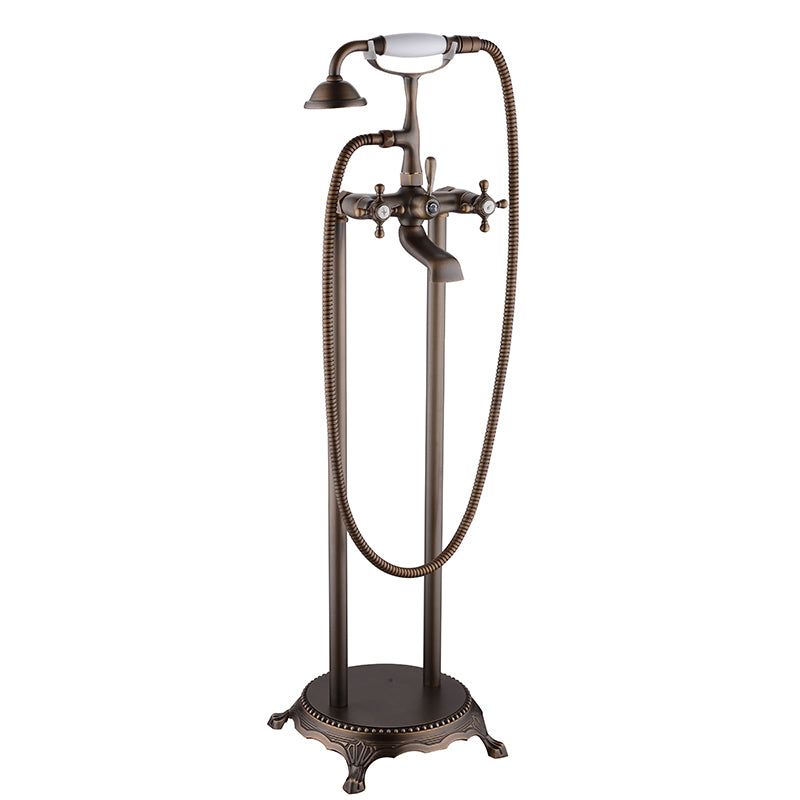Traditional Style Freestanding Tub Filler Copper Floor Mount Freestanding Tub Filler Brass Without Legs Clearhalo 'Bathroom Remodel & Bathroom Fixtures' 'Bathtub Faucets' 'bathtub_faucets' 'Home Improvement' 'home_improvement' 'home_improvement_bathtub_faucets' 6849682