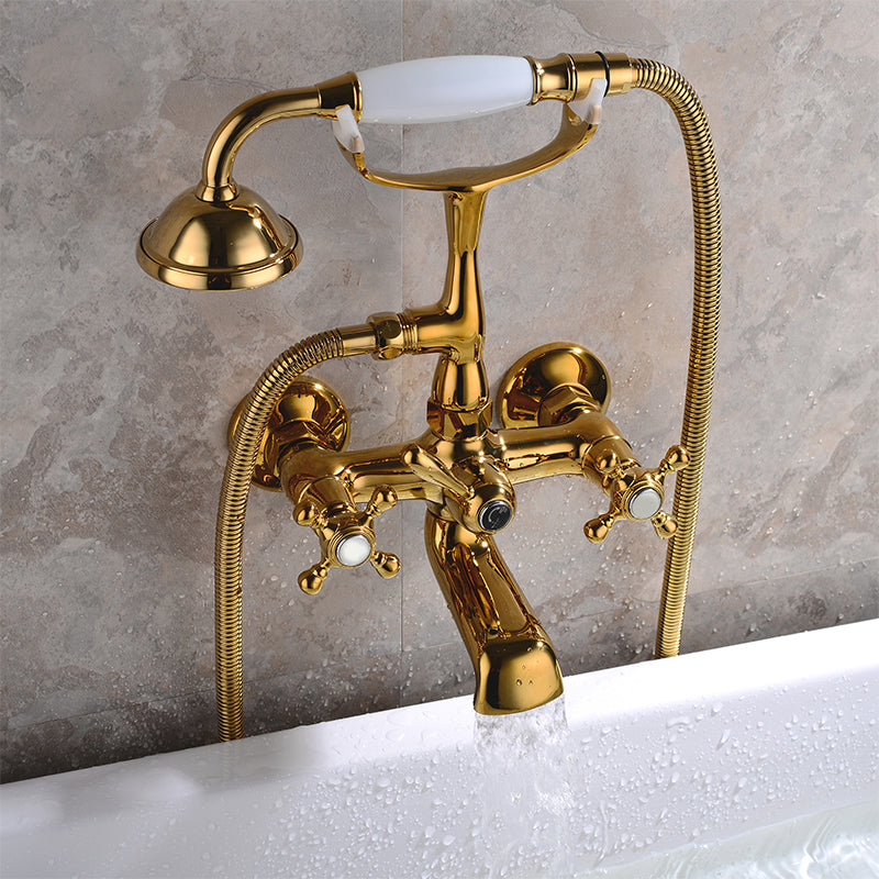 Traditional Style Freestanding Tub Filler Copper Floor Mount Freestanding Tub Filler Gold Wall Mounted Clearhalo 'Bathroom Remodel & Bathroom Fixtures' 'Bathtub Faucets' 'bathtub_faucets' 'Home Improvement' 'home_improvement' 'home_improvement_bathtub_faucets' 6849696