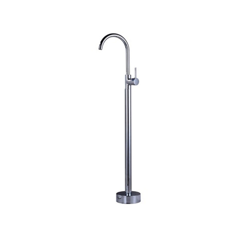 Brass Freestanding Tub Filler Floor Mounted Tub Filler with Lever Handles Chrome Hand Shower Not Included Clearhalo 'Bathroom Remodel & Bathroom Fixtures' 'Bathtub Faucets' 'bathtub_faucets' 'Home Improvement' 'home_improvement' 'home_improvement_bathtub_faucets' 6849705