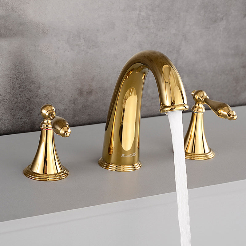 Traditional Style Roman Tub Faucet Copper Deck-Mount Roman Tub Faucet Gold Umbrella Pipe Clearhalo 'Bathroom Remodel & Bathroom Fixtures' 'Bathtub Faucets' 'bathtub_faucets' 'Home Improvement' 'home_improvement' 'home_improvement_bathtub_faucets' 6849720