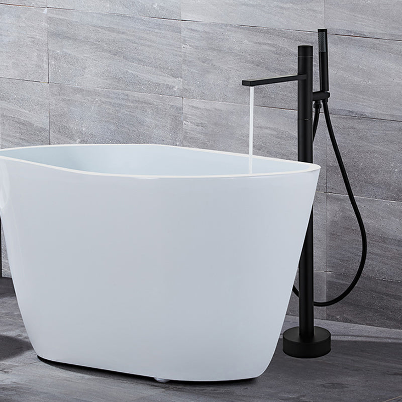 Traditional Style Freestanding Tub Filler Pure Color Floor Mount Freestanding Tub Filler Black Concealed Installation Clearhalo 'Bathroom Remodel & Bathroom Fixtures' 'Bathtub Faucets' 'bathtub_faucets' 'Home Improvement' 'home_improvement' 'home_improvement_bathtub_faucets' 6849733