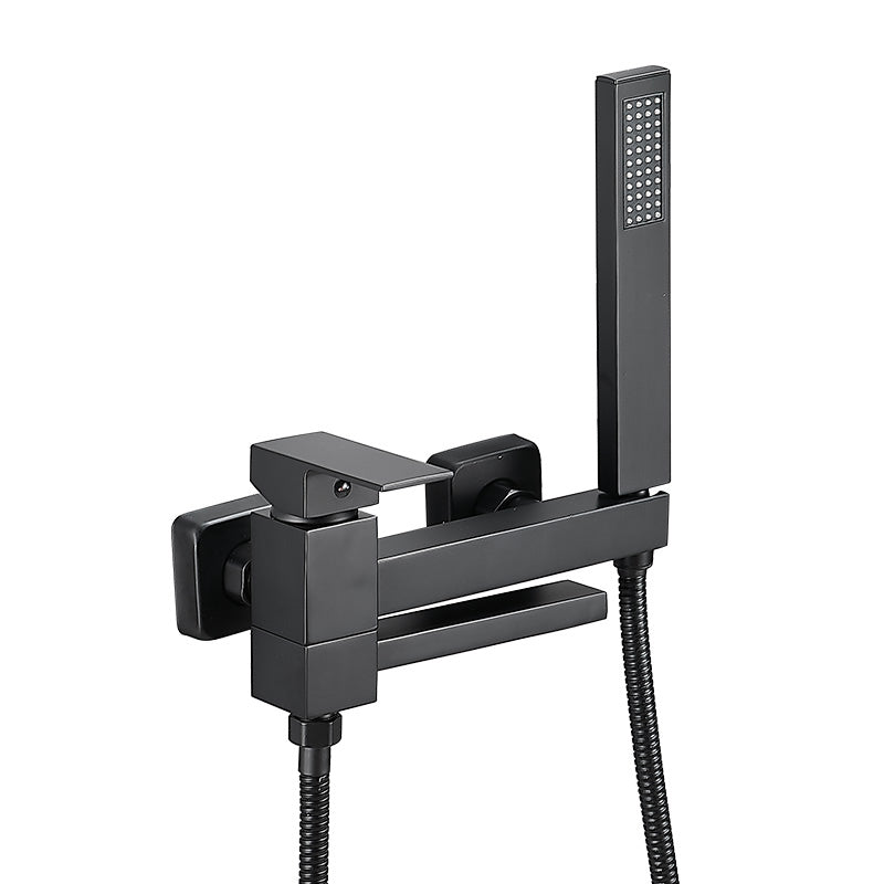 Traditional Style Tub Faucet Copper Wall Mount Tub Faucet in Black Clearhalo 'Bathroom Remodel & Bathroom Fixtures' 'Bathtub Faucets' 'bathtub_faucets' 'Home Improvement' 'home_improvement' 'home_improvement_bathtub_faucets' 6849747