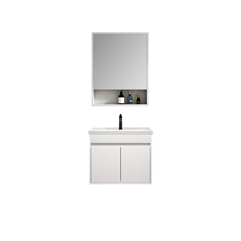 Rectangle Bathroom Vanity Wall-Mounted Mirror Wood Frame Modern Vanity with Doors Vanity & Faucet & Mirror Cabinet 24"L x 20"W x 19"H Clearhalo 'Bathroom Remodel & Bathroom Fixtures' 'Bathroom Vanities' 'bathroom_vanities' 'Home Improvement' 'home_improvement' 'home_improvement_bathroom_vanities' 6849775