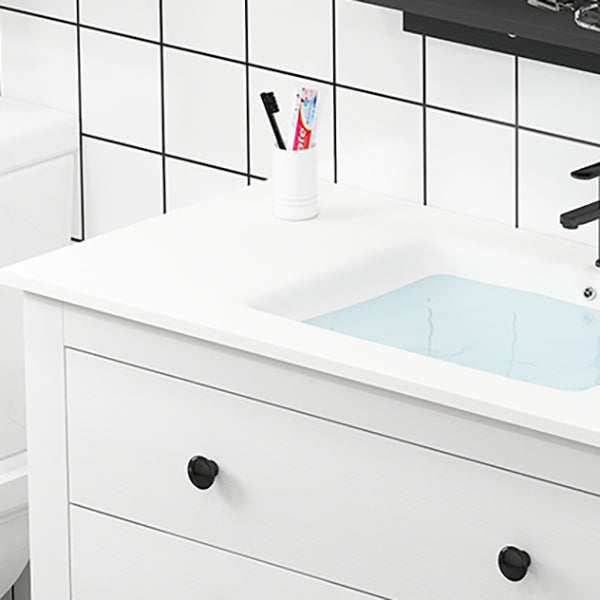 Freestanding Vanity Drawers Single Sink Rectangle Wood Frame Bathroom Vanity with Mirror Clearhalo 'Bathroom Remodel & Bathroom Fixtures' 'Bathroom Vanities' 'bathroom_vanities' 'Home Improvement' 'home_improvement' 'home_improvement_bathroom_vanities' 6849918