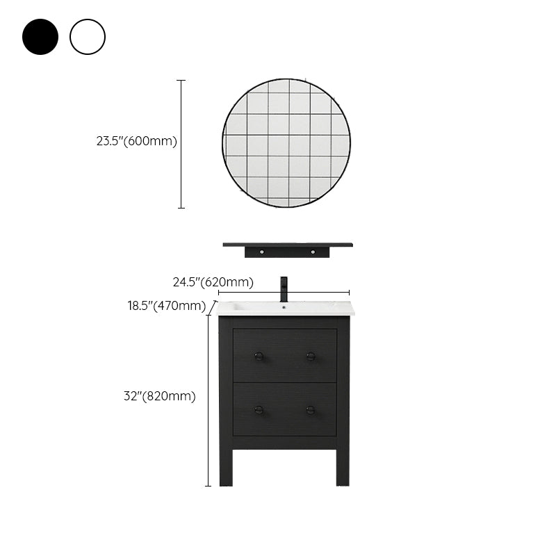 Freestanding Vanity Drawers Single Sink Rectangle Wood Frame Bathroom Vanity with Mirror Clearhalo 'Bathroom Remodel & Bathroom Fixtures' 'Bathroom Vanities' 'bathroom_vanities' 'Home Improvement' 'home_improvement' 'home_improvement_bathroom_vanities' 6849928