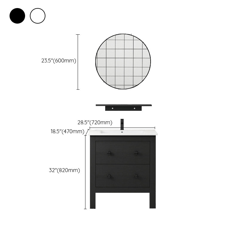Freestanding Vanity Drawers Single Sink Rectangle Wood Frame Bathroom Vanity with Mirror Clearhalo 'Bathroom Remodel & Bathroom Fixtures' 'Bathroom Vanities' 'bathroom_vanities' 'Home Improvement' 'home_improvement' 'home_improvement_bathroom_vanities' 6849929