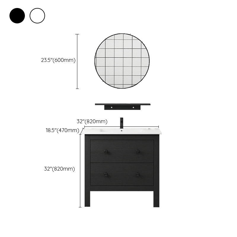 Freestanding Vanity Drawers Single Sink Rectangle Wood Frame Bathroom Vanity with Mirror Clearhalo 'Bathroom Remodel & Bathroom Fixtures' 'Bathroom Vanities' 'bathroom_vanities' 'Home Improvement' 'home_improvement' 'home_improvement_bathroom_vanities' 6849930