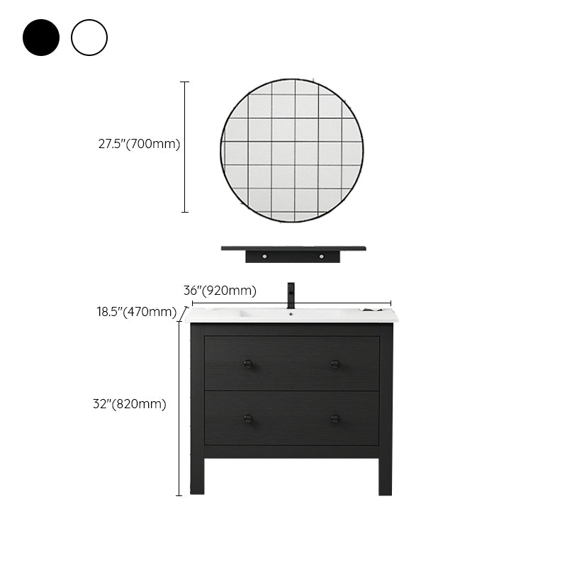 Freestanding Vanity Drawers Single Sink Rectangle Wood Frame Bathroom Vanity with Mirror Clearhalo 'Bathroom Remodel & Bathroom Fixtures' 'Bathroom Vanities' 'bathroom_vanities' 'Home Improvement' 'home_improvement' 'home_improvement_bathroom_vanities' 6849931
