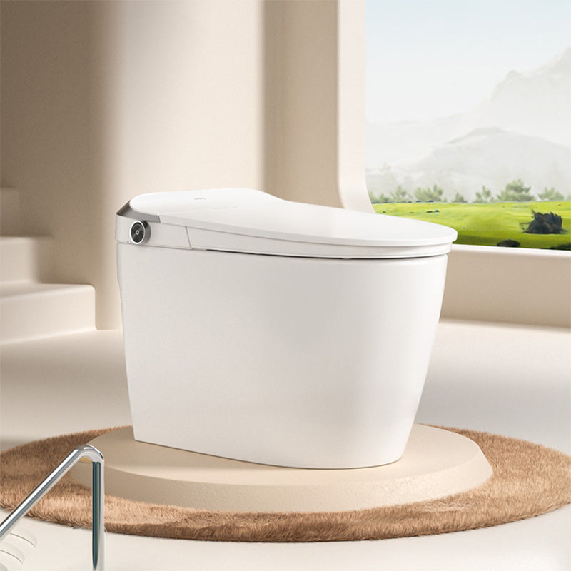 Contemporary White Foot Sensor Ceramic Temperature Control Smart Bidet Clearhalo 'Bathroom Remodel & Bathroom Fixtures' 'Bidets' 'Home Improvement' 'home_improvement' 'home_improvement_bidets' 'Toilets & Bidets' 6849978
