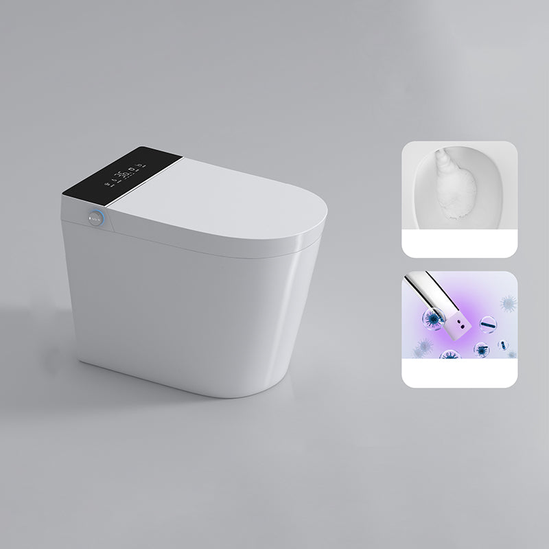 Contemporary Ceramic Elongated White Temperature Control Floor Mount Bidet Automatic Lid( Top Configuration) Toilet Seat Clearhalo 'Bathroom Remodel & Bathroom Fixtures' 'Bidets' 'Home Improvement' 'home_improvement' 'home_improvement_bidets' 'Toilets & Bidets' 6849987