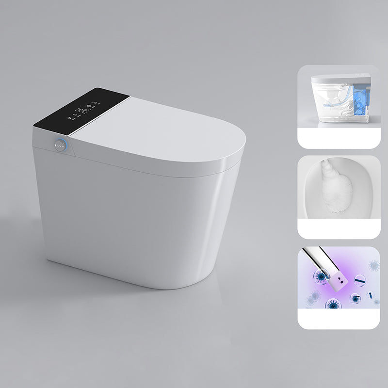 Contemporary Ceramic Elongated White Temperature Control Floor Mount Bidet Automatic Lid( Top Configuration) Toilet+ Water Tank Clearhalo 'Bathroom Remodel & Bathroom Fixtures' 'Bidets' 'Home Improvement' 'home_improvement' 'home_improvement_bidets' 'Toilets & Bidets' 6849988