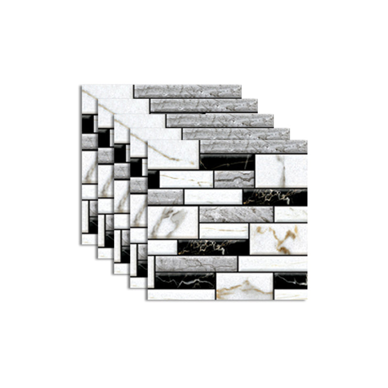 Pattern Matte Color Stone Peel and Paste Mosaic Tile Peel and Paste Tile Set of 5 Black White Clearhalo 'Flooring 'Home Improvement' 'home_improvement' 'home_improvement_peel_stick_blacksplash' 'Peel & Stick Backsplash Tile' 'peel_stick_blacksplash' 'Walls & Ceilings' Walls and Ceiling' 6850036