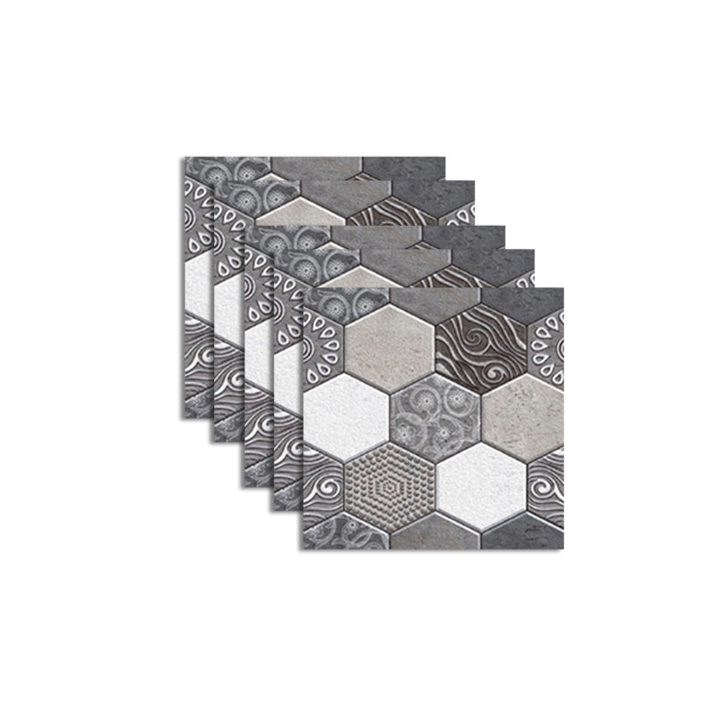 Pattern Matte Color Stone Peel and Paste Mosaic Tile Peel and Paste Tile Set of 5 Black/White/Gray Clearhalo 'Flooring 'Home Improvement' 'home_improvement' 'home_improvement_peel_stick_blacksplash' 'Peel & Stick Backsplash Tile' 'peel_stick_blacksplash' 'Walls & Ceilings' Walls and Ceiling' 6850061