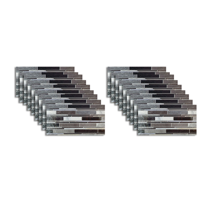 Pvc Peel & Stick Tile Kitchen Waterproof Backsplash Peel and Stick Wall Tile Set of 18 Dark Gray-White Clearhalo 'Flooring 'Home Improvement' 'home_improvement' 'home_improvement_peel_stick_blacksplash' 'Peel & Stick Backsplash Tile' 'peel_stick_blacksplash' 'Walls & Ceilings' Walls and Ceiling' 6850070