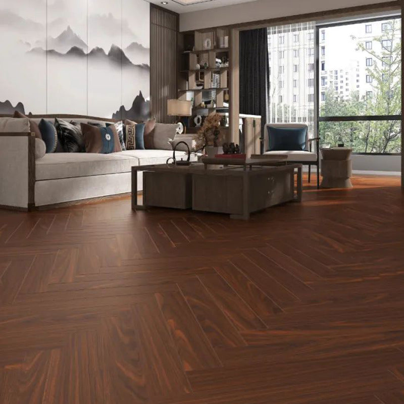 Water-Resistant Laminate Floor Waterproof Laminate Plank Flooring with Click Lock Dark Brown 10.7 sq ft. - 16 Pieces Clearhalo 'Flooring 'Home Improvement' 'home_improvement' 'home_improvement_laminate_flooring' 'Laminate Flooring' 'laminate_flooring' Walls and Ceiling' 6850376