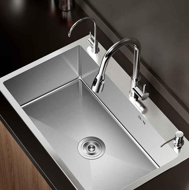 Contemporary Style Kitchen Sink Stainless Steel Non-slip Kitchen Sink Clearhalo 'Home Improvement' 'home_improvement' 'home_improvement_kitchen_sinks' 'Kitchen Remodel & Kitchen Fixtures' 'Kitchen Sinks & Faucet Components' 'Kitchen Sinks' 'kitchen_sinks' 6850540