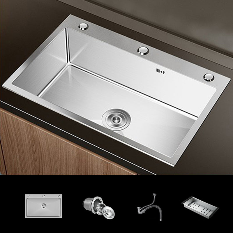 Contemporary Style Kitchen Sink Stainless Steel Non-slip Kitchen Sink 28"L x 18"W x 8"H Sink Only None Clearhalo 'Home Improvement' 'home_improvement' 'home_improvement_kitchen_sinks' 'Kitchen Remodel & Kitchen Fixtures' 'Kitchen Sinks & Faucet Components' 'Kitchen Sinks' 'kitchen_sinks' 6850543