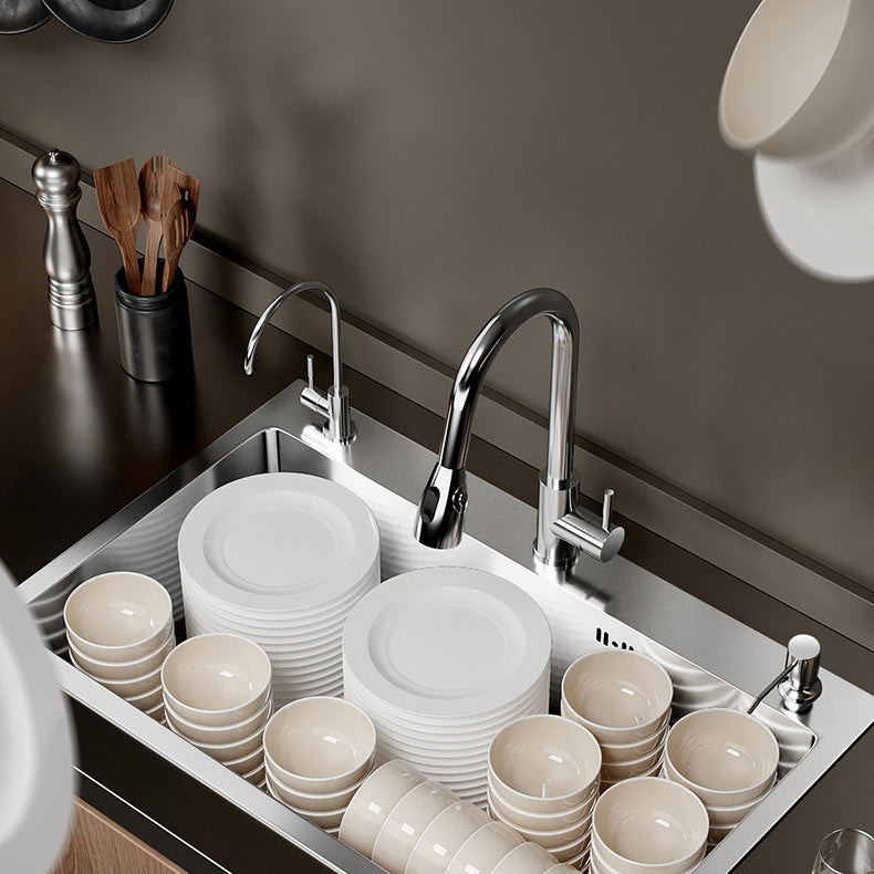Contemporary Style Kitchen Sink Stainless Steel Non-slip Kitchen Sink Clearhalo 'Home Improvement' 'home_improvement' 'home_improvement_kitchen_sinks' 'Kitchen Remodel & Kitchen Fixtures' 'Kitchen Sinks & Faucet Components' 'Kitchen Sinks' 'kitchen_sinks' 6850546