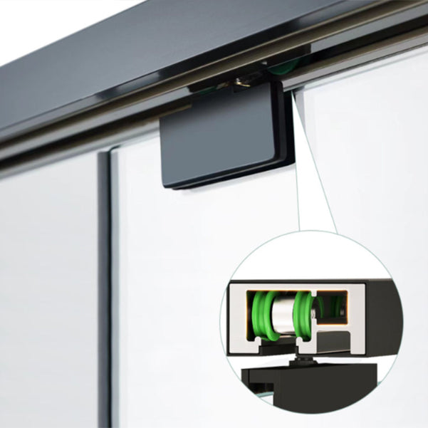 One-shaped Transparent Glass Shower Door, Semi-frameless Shower Single Sliding Door Clearhalo 'Bathroom Remodel & Bathroom Fixtures' 'Home Improvement' 'home_improvement' 'home_improvement_shower_tub_doors' 'Shower and Tub Doors' 'shower_tub_doors' 'Showers & Bathtubs' 6850567