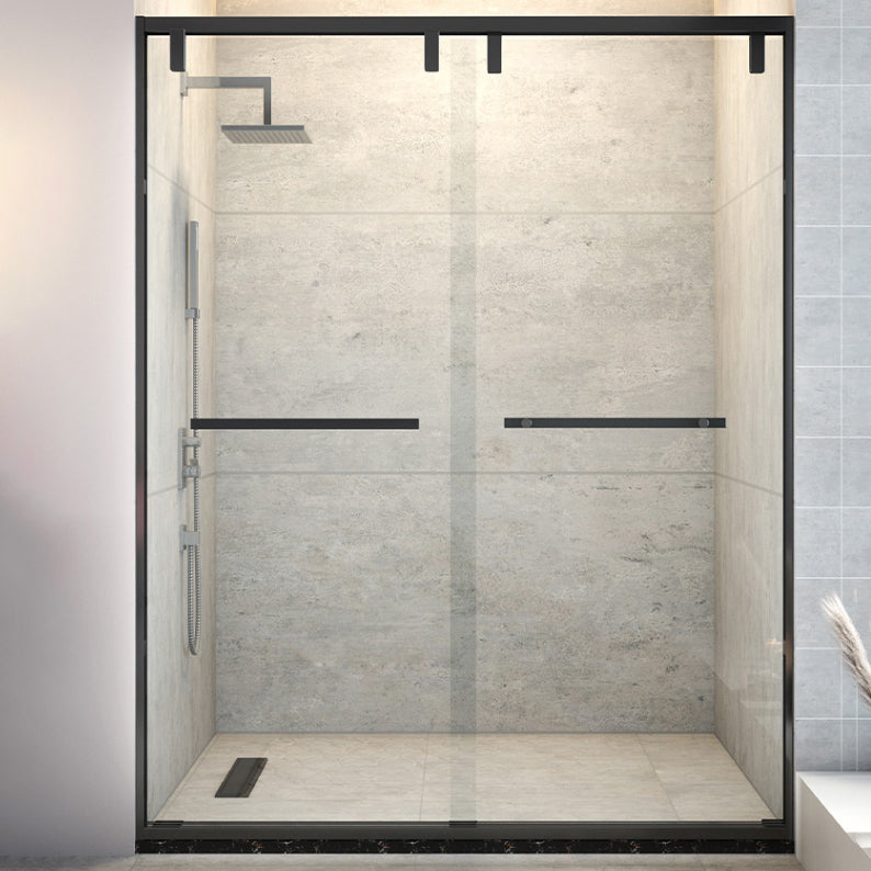 Double Sliding Semi Frameless Inline Tempered Glass Shower Door Clearhalo 'Bathroom Remodel & Bathroom Fixtures' 'Home Improvement' 'home_improvement' 'home_improvement_shower_tub_doors' 'Shower and Tub Doors' 'shower_tub_doors' 'Showers & Bathtubs' 6850578
