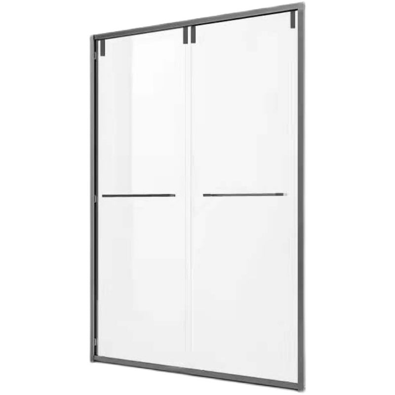 Double Sliding Semi Frameless Inline Tempered Glass Shower Door Gun Grey Clearhalo 'Bathroom Remodel & Bathroom Fixtures' 'Home Improvement' 'home_improvement' 'home_improvement_shower_tub_doors' 'Shower and Tub Doors' 'shower_tub_doors' 'Showers & Bathtubs' 6850582