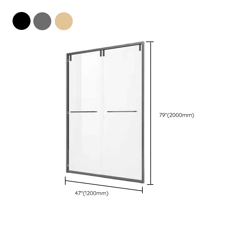 Double Sliding Semi Frameless Inline Tempered Glass Shower Door Clearhalo 'Bathroom Remodel & Bathroom Fixtures' 'Home Improvement' 'home_improvement' 'home_improvement_shower_tub_doors' 'Shower and Tub Doors' 'shower_tub_doors' 'Showers & Bathtubs' 6850588
