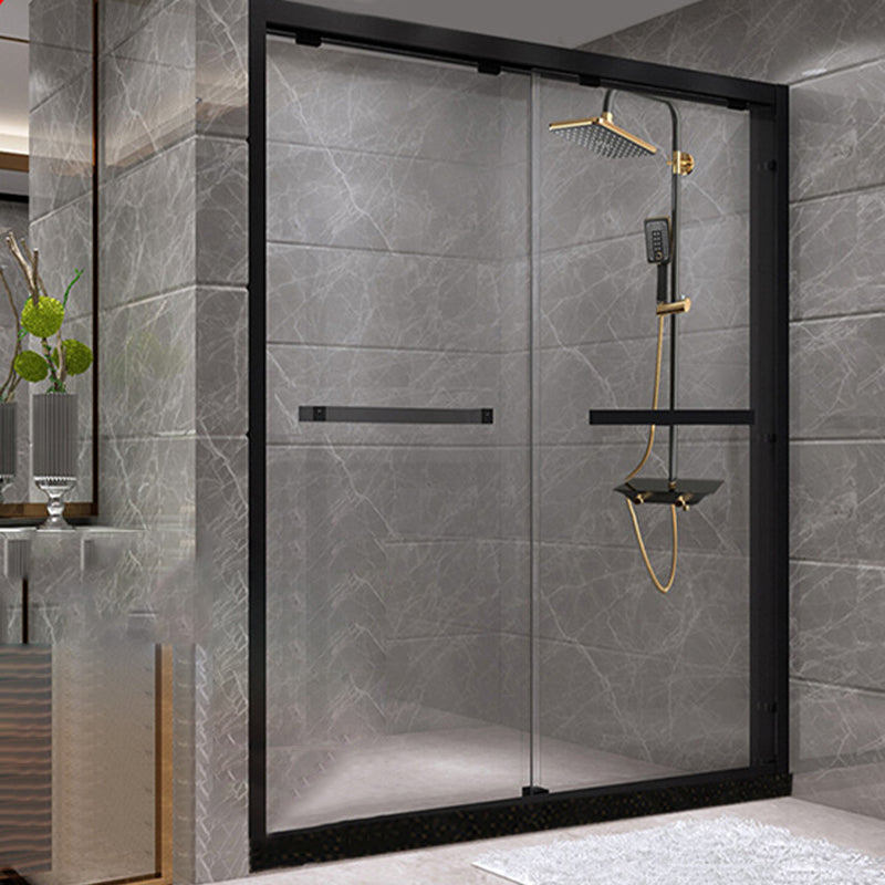 Tempered Glass Bathroom Door, Double Sliding Semi Frameless Shower Door Clearhalo 'Bathroom Remodel & Bathroom Fixtures' 'Home Improvement' 'home_improvement' 'home_improvement_shower_tub_doors' 'Shower and Tub Doors' 'shower_tub_doors' 'Showers & Bathtubs' 6850629