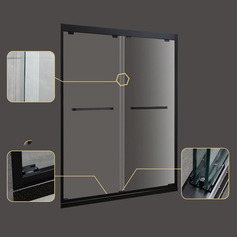 Tempered Glass Bathroom Door, Double Sliding Semi Frameless Shower Door Clearhalo 'Bathroom Remodel & Bathroom Fixtures' 'Home Improvement' 'home_improvement' 'home_improvement_shower_tub_doors' 'Shower and Tub Doors' 'shower_tub_doors' 'Showers & Bathtubs' 6850636