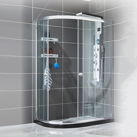 Modern Style Stainless Steel Frame Folding Tempered Glass Shower Screen Clearhalo 'Bathroom Remodel & Bathroom Fixtures' 'Home Improvement' 'home_improvement' 'home_improvement_shower_tub_doors' 'Shower and Tub Doors' 'shower_tub_doors' 'Showers & Bathtubs' 6850657