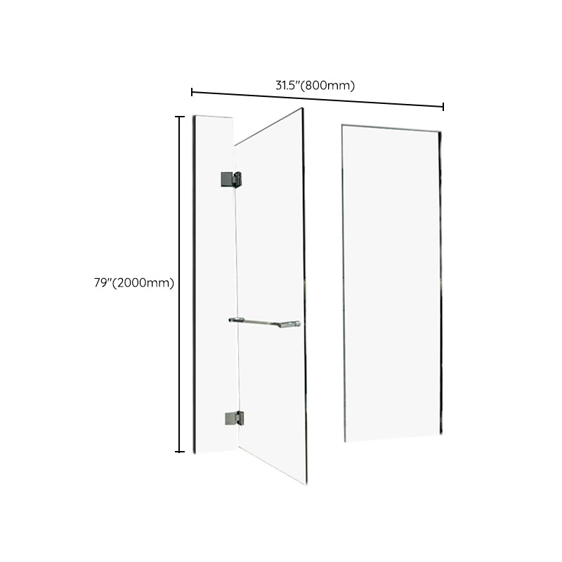 Inline Hinged Frameless Tempered Glass Shower Door, Transparent Shower Screen Clearhalo 'Bathroom Remodel & Bathroom Fixtures' 'Home Improvement' 'home_improvement' 'home_improvement_shower_tub_doors' 'Shower and Tub Doors' 'shower_tub_doors' 'Showers & Bathtubs' 6850672