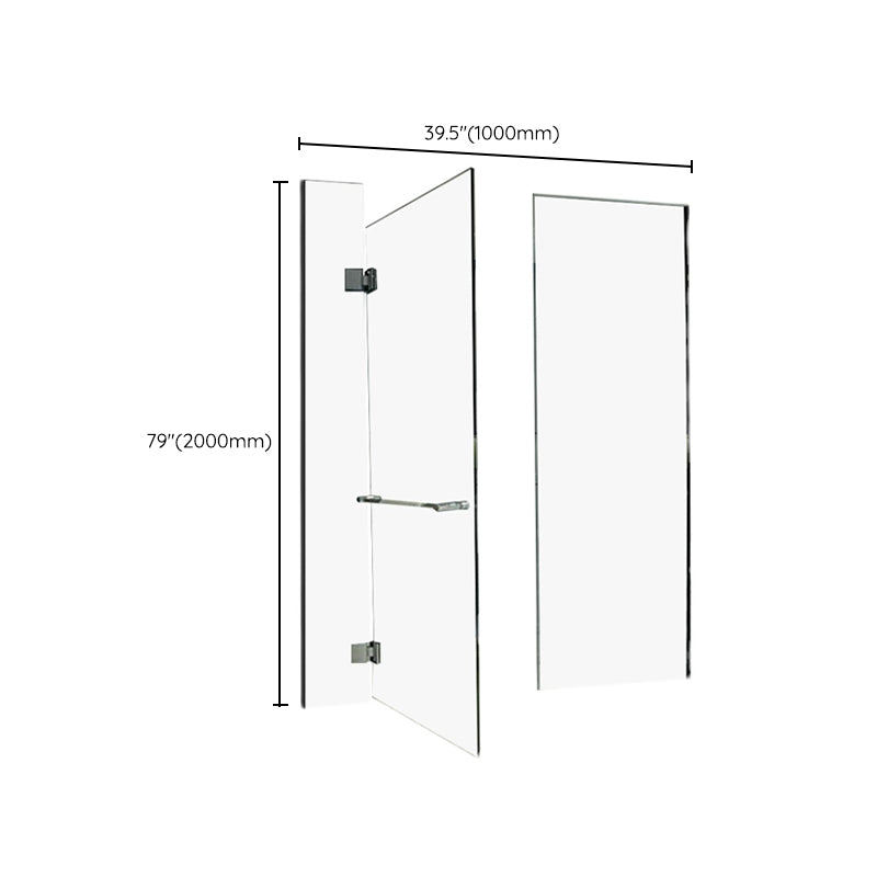 Inline Hinged Frameless Tempered Glass Shower Door, Transparent Shower Screen Clearhalo 'Bathroom Remodel & Bathroom Fixtures' 'Home Improvement' 'home_improvement' 'home_improvement_shower_tub_doors' 'Shower and Tub Doors' 'shower_tub_doors' 'Showers & Bathtubs' 6850674