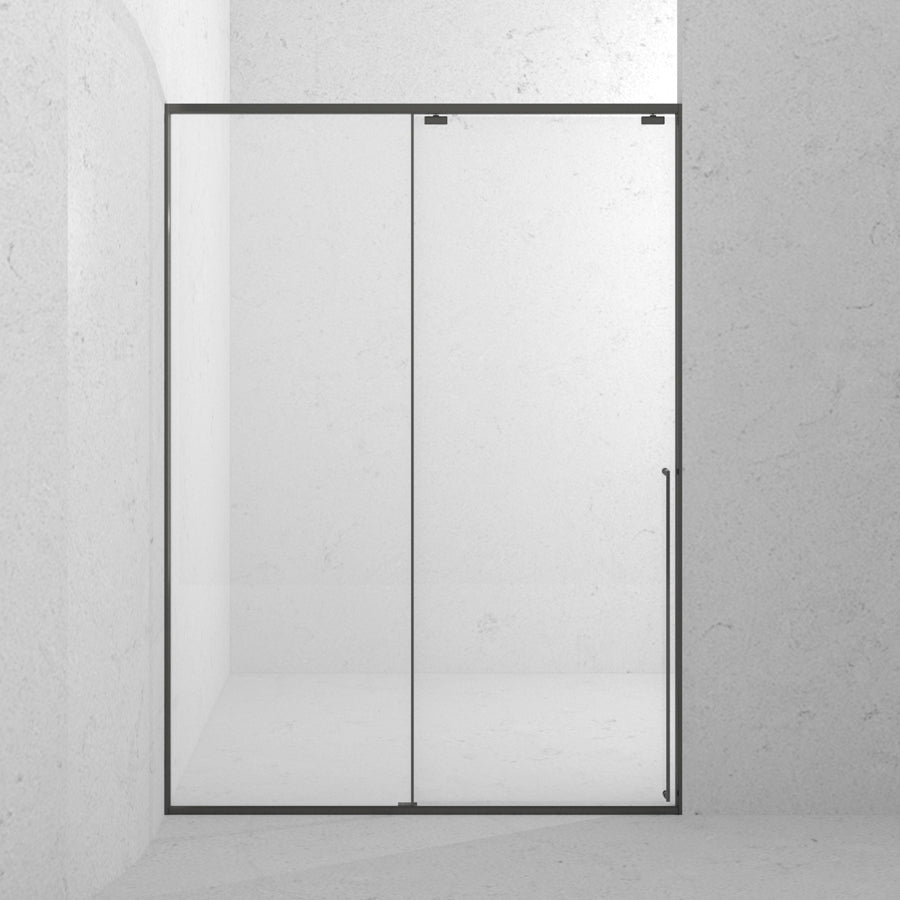 Gray Semi Frameless Narrow Bezel Single Sliding Glass Shower Door Left Clearhalo 'Bathroom Remodel & Bathroom Fixtures' 'Home Improvement' 'home_improvement' 'home_improvement_shower_tub_doors' 'Shower and Tub Doors' 'shower_tub_doors' 'Showers & Bathtubs' 6850725