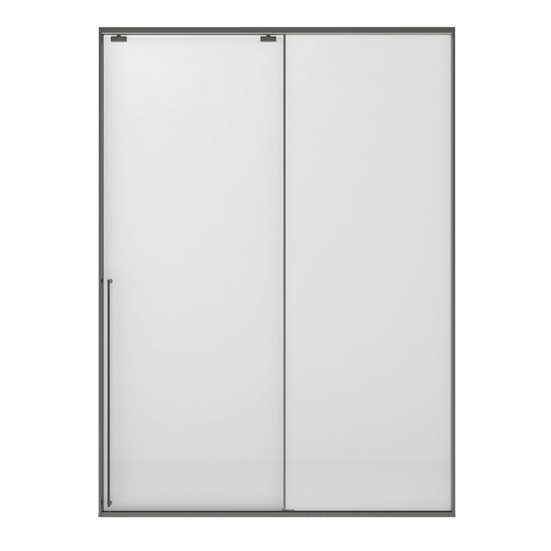 Gray Semi Frameless Narrow Bezel Single Sliding Glass Shower Door Clearhalo 'Bathroom Remodel & Bathroom Fixtures' 'Home Improvement' 'home_improvement' 'home_improvement_shower_tub_doors' 'Shower and Tub Doors' 'shower_tub_doors' 'Showers & Bathtubs' 6850729