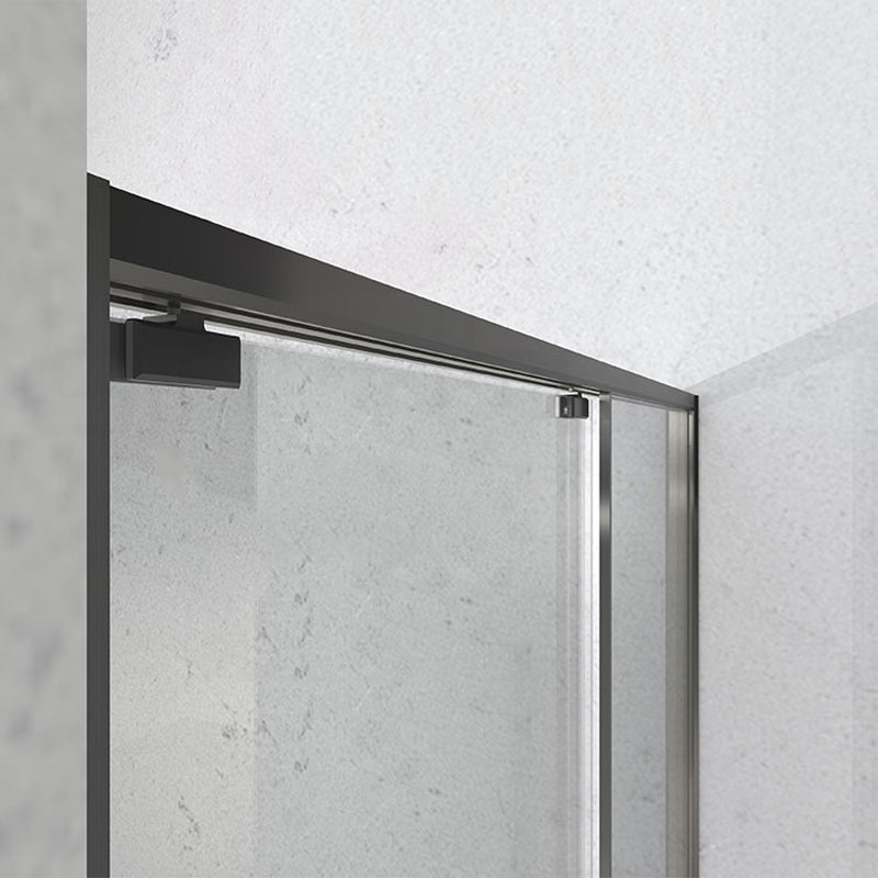Gray Semi Frameless Narrow Bezel Single Sliding Glass Shower Door Clearhalo 'Bathroom Remodel & Bathroom Fixtures' 'Home Improvement' 'home_improvement' 'home_improvement_shower_tub_doors' 'Shower and Tub Doors' 'shower_tub_doors' 'Showers & Bathtubs' 6850731