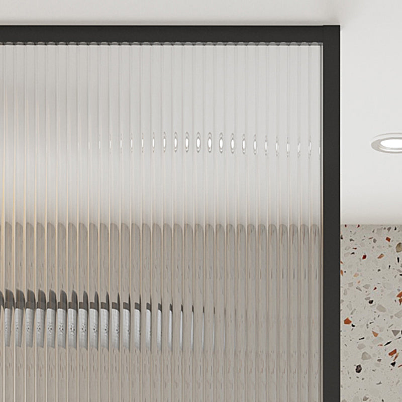 Black Full Frame Stainless Steel Glass Shower Screen, Fixed Semi Isolated Shower Screen Clearhalo 'Bathroom Remodel & Bathroom Fixtures' 'Home Improvement' 'home_improvement' 'home_improvement_shower_tub_doors' 'Shower and Tub Doors' 'shower_tub_doors' 'Showers & Bathtubs' 6850746