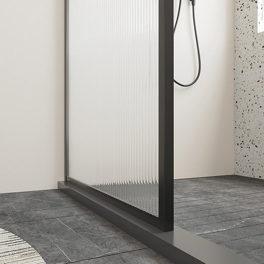 Black Full Frame Stainless Steel Glass Shower Screen, Fixed Semi Isolated Shower Screen Clearhalo 'Bathroom Remodel & Bathroom Fixtures' 'Home Improvement' 'home_improvement' 'home_improvement_shower_tub_doors' 'Shower and Tub Doors' 'shower_tub_doors' 'Showers & Bathtubs' 6850750