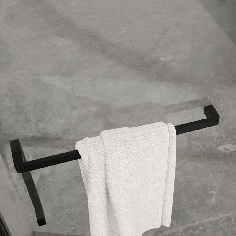 Black Stainless Steel Narrow Frame Semi Frameless Single Swing Shower Door Clearhalo 'Bathroom Remodel & Bathroom Fixtures' 'Home Improvement' 'home_improvement' 'home_improvement_shower_tub_doors' 'Shower and Tub Doors' 'shower_tub_doors' 'Showers & Bathtubs' 6850801