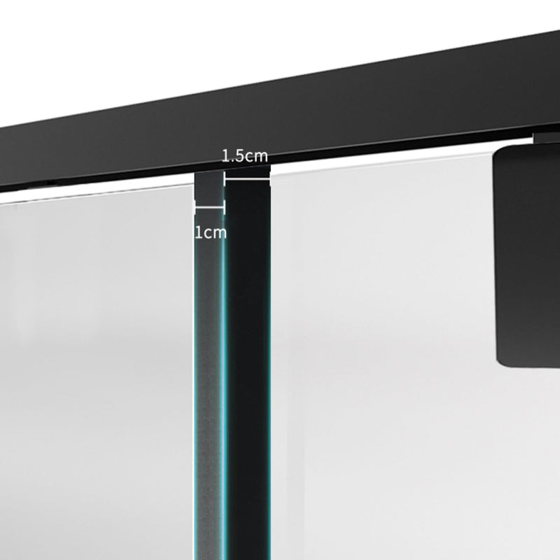 Black Stainless Steel Narrow Frame Semi Frameless Single Swing Shower Door Clearhalo 'Bathroom Remodel & Bathroom Fixtures' 'Home Improvement' 'home_improvement' 'home_improvement_shower_tub_doors' 'Shower and Tub Doors' 'shower_tub_doors' 'Showers & Bathtubs' 6850802