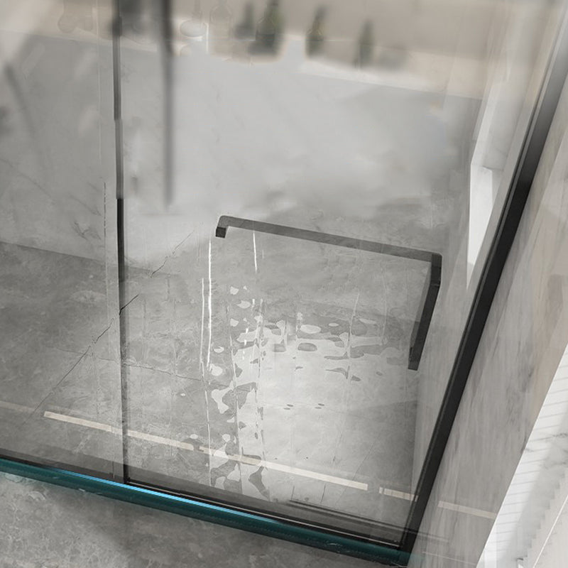 Black Stainless Steel Narrow Frame Semi Frameless Single Swing Shower Door Clearhalo 'Bathroom Remodel & Bathroom Fixtures' 'Home Improvement' 'home_improvement' 'home_improvement_shower_tub_doors' 'Shower and Tub Doors' 'shower_tub_doors' 'Showers & Bathtubs' 6850803