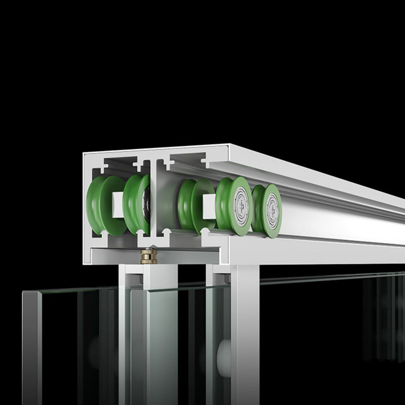 White Double Sliding Shower Door with Semi Frameless 304 Stainless Steel Frame Clearhalo 'Bathroom Remodel & Bathroom Fixtures' 'Home Improvement' 'home_improvement' 'home_improvement_shower_tub_doors' 'Shower and Tub Doors' 'shower_tub_doors' 'Showers & Bathtubs' 6850905