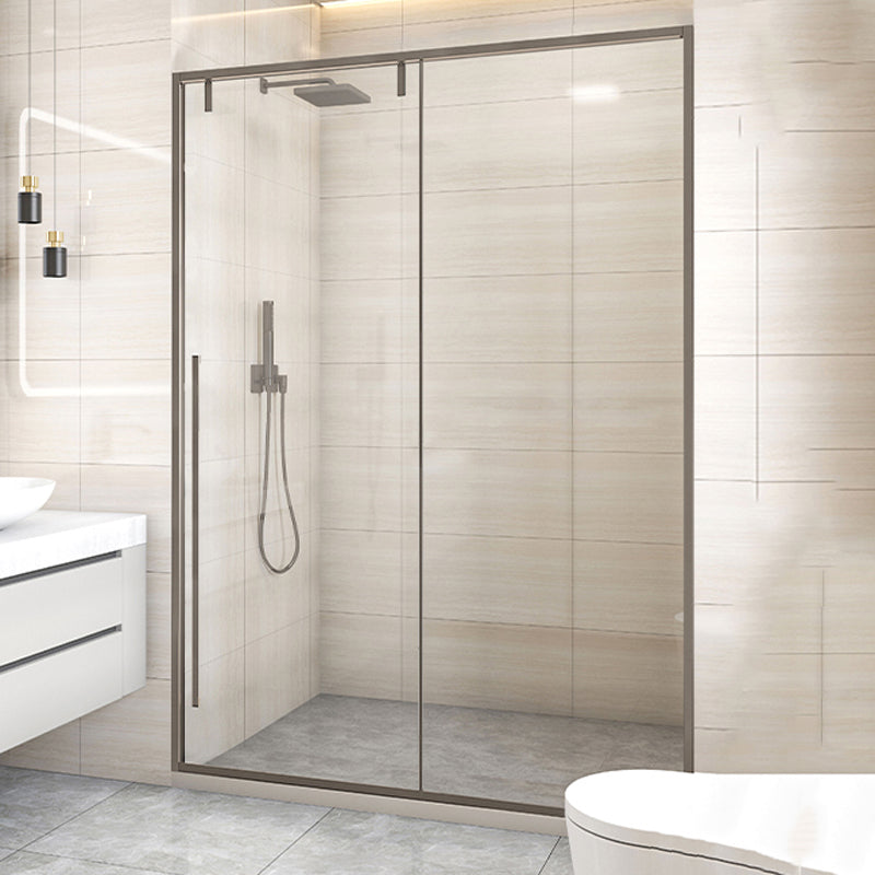 Semi Frameless Single Move Thickened Tempered Glass Shower Door Clearhalo 'Bathroom Remodel & Bathroom Fixtures' 'Home Improvement' 'home_improvement' 'home_improvement_shower_tub_doors' 'Shower and Tub Doors' 'shower_tub_doors' 'Showers & Bathtubs' 6850920