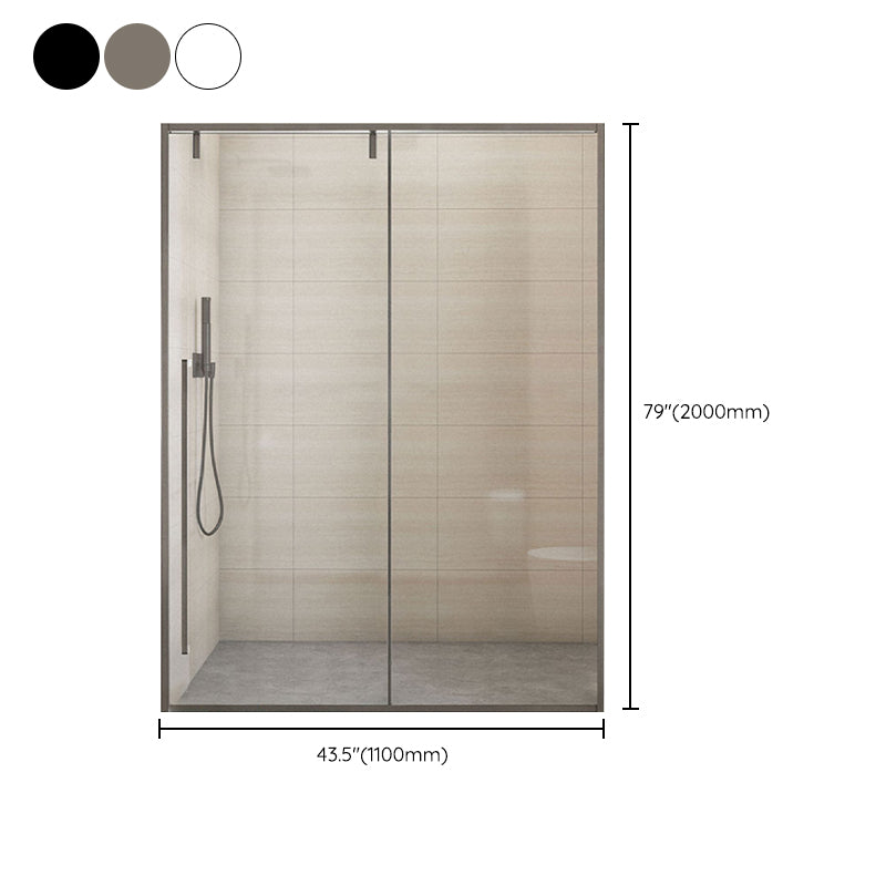 Semi Frameless Single Move Thickened Tempered Glass Shower Door Clearhalo 'Bathroom Remodel & Bathroom Fixtures' 'Home Improvement' 'home_improvement' 'home_improvement_shower_tub_doors' 'Shower and Tub Doors' 'shower_tub_doors' 'Showers & Bathtubs' 6850936