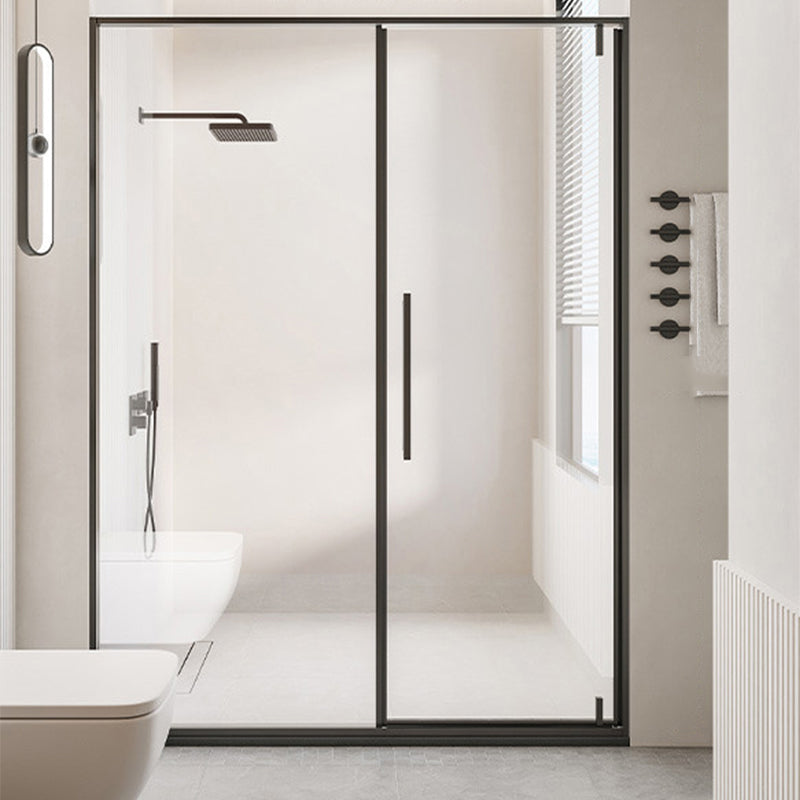 Single Sliding Semi Frameless Shower Door, Tempered Glass Shower Screen Clearhalo 'Bathroom Remodel & Bathroom Fixtures' 'Home Improvement' 'home_improvement' 'home_improvement_shower_tub_doors' 'Shower and Tub Doors' 'shower_tub_doors' 'Showers & Bathtubs' 6850942