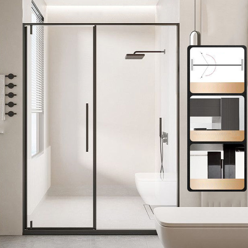 Single Sliding Semi Frameless Shower Door, Tempered Glass Shower Screen Left Clearhalo 'Bathroom Remodel & Bathroom Fixtures' 'Home Improvement' 'home_improvement' 'home_improvement_shower_tub_doors' 'Shower and Tub Doors' 'shower_tub_doors' 'Showers & Bathtubs' 6850943