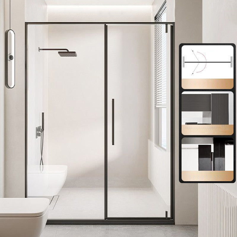 Single Sliding Semi Frameless Shower Door, Tempered Glass Shower Screen Right Clearhalo 'Bathroom Remodel & Bathroom Fixtures' 'Home Improvement' 'home_improvement' 'home_improvement_shower_tub_doors' 'Shower and Tub Doors' 'shower_tub_doors' 'Showers & Bathtubs' 6850944