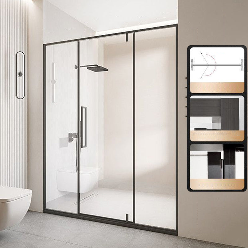 Single Sliding Semi Frameless Shower Door, Tempered Glass Shower Screen Right Clearhalo 'Bathroom Remodel & Bathroom Fixtures' 'Home Improvement' 'home_improvement' 'home_improvement_shower_tub_doors' 'Shower and Tub Doors' 'shower_tub_doors' 'Showers & Bathtubs' 6850948