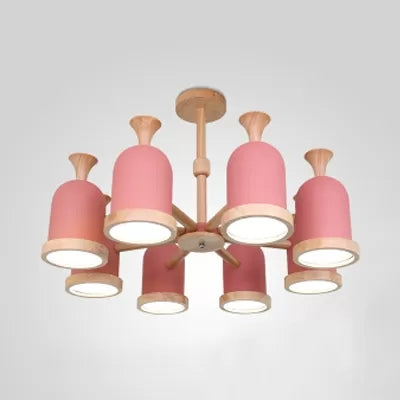 Inverted Goblet Pendant Light Nordic Design Wood Chandelier for Child Bedroom Clearhalo 'Ceiling Lights' 'Chandeliers' Lighting' options 68553