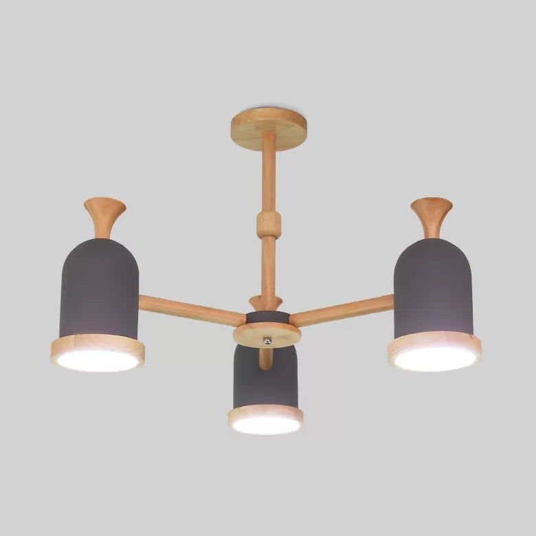 Inverted Goblet Pendant Light Nordic Design Wood Chandelier for Child Bedroom Clearhalo 'Ceiling Lights' 'Chandeliers' Lighting' options 68555