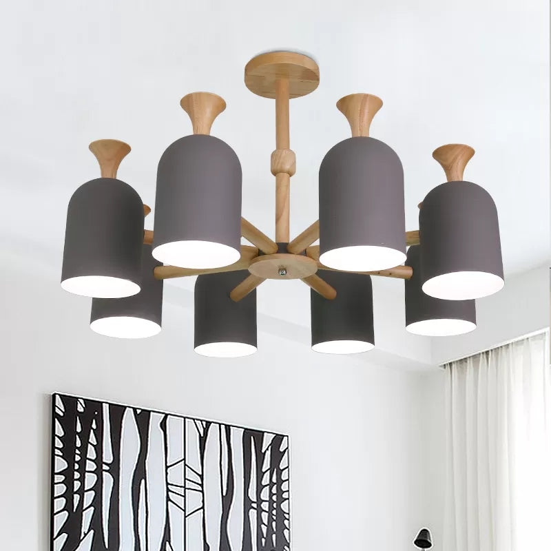 Candy Colored Goblet Chandelier Macaron Loft Wood Hanging Light for Kid Bedroom Clearhalo 'Ceiling Lights' 'Chandeliers' Lighting' options 68566