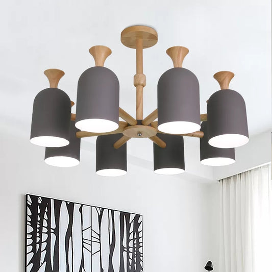 Candy Colored Goblet Chandelier Macaron Loft Wood Hanging Light for Kid Bedroom Clearhalo 'Ceiling Lights' 'Chandeliers' Lighting' options 68566